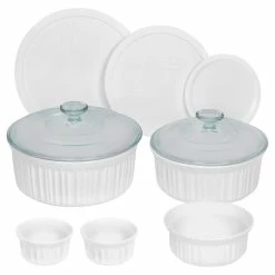 French White 10-Piece Ceramic Bakeware Set by Corningware