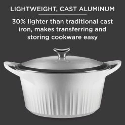 5.5 Qt. Cast Aluminum White Dutch Oven with Lid by Corningware -Cheap Bakeware Store white corningware baking dishes 1143420 1f 1000