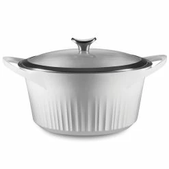 5.5 Qt. Cast Aluminum White Dutch Oven with Lid by Corningware