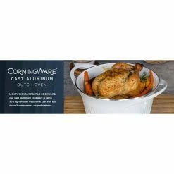5.5 Qt. Cast Aluminum White Dutch Oven with Lid by Corningware -Cheap Bakeware Store white corningware baking dishes 1143420 d4 1000