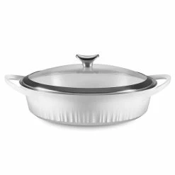 4 Qt. Cast Aluminum White Braiser with Lid by Corningware