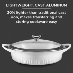 4 Qt. Cast Aluminum White Braiser with Lid by Corningware -Cheap Bakeware Store white corningware baking dishes 1143454 66 1000