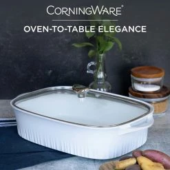 9 in. x 13 in. White Cast Aluminum Baker with Lid by Corningware -Cheap Bakeware Store white corningware baking dishes 1143458 44 1000