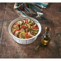 French White 2.5-Qt Round Ceramic Casserole Dish with Glass Cover by Corningware -Cheap Bakeware Store white corningware casserole dishes 1105930 31 1000