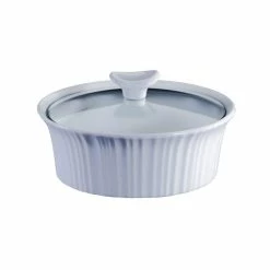 French White 1.5-Qt Round Ceramic Casserole Dish with Glass Cover by Corningware