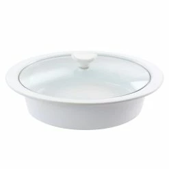 Gracious Dining 2 qt. Stoneware Oval Casserole with Glass Lid by GIBSON ELITE