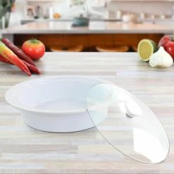 Gracious Dining 2 qt. Stoneware Oval Casserole with Glass Lid by GIBSON ELITE -Cheap Bakeware Store white gibson elite casserole dishes 985116901m 66 1000