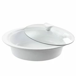 Gracious Dining 2 qt. Stoneware Oval Casserole with Glass Lid by GIBSON ELITE -Cheap Bakeware Store white gibson elite casserole dishes 985116901m c3 1000