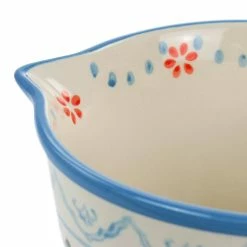 2 qt. Anaya Hand Painted Floral Stoneware Batter Bowl with Blue Trim by GIBSON ELITE -Cheap Bakeware Store white gibson elite mixing bowls 985117610m 44 1000