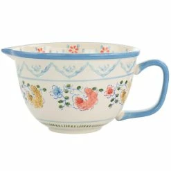 2 qt. Anaya Hand Painted Floral Stoneware Batter Bowl with Blue Trim by GIBSON ELITE