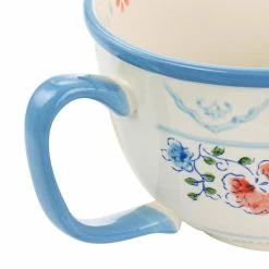 2 qt. Anaya Hand Painted Floral Stoneware Batter Bowl with Blue Trim by GIBSON ELITE -Cheap Bakeware Store white gibson elite mixing bowls 985117610m fa 1000