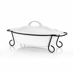 Gracious Dining Oval Stoneware Bakeware with Lid and Metal Rack by Gibson Home