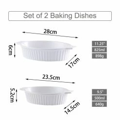 2-Piece White Oval Porcelain Bakeware Set 9.5 in. and 11.25 in. Baking Dishes by MALACASA -Cheap Bakeware Store white malacasa bakeware sets bake bake 032 wa 1f 1000