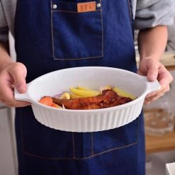 2-Piece White Oval Porcelain Bakeware Set 9.5 in. and 11.25 in. Baking Dishes by MALACASA -Cheap Bakeware Store white malacasa bakeware sets bake bake 032 wa 44 1000