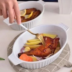 2-Piece White Oval Porcelain Bakeware Set 9.5 in. and 11.25 in. Baking Dishes by MALACASA -Cheap Bakeware Store white malacasa bakeware sets bake bake 032 wa 4f 1000