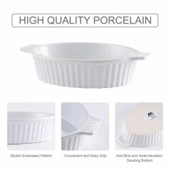 2-Piece White Oval Porcelain Bakeware Set 12.75 in. and 14.5 in. Baking Dish by MALACASA -Cheap Bakeware Store white malacasa bakeware sets bake bake 032 wb fa 1000