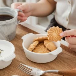6-Piece Ceramic Round Ramekin Dish by MALACASA -Cheap Bakeware Store white malacasa bakeware sets bake mini 008 4f 1000