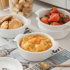 6-Piece Ceramic Round Ramekin Dish by MALACASA -Cheap Bakeware Store white malacasa bakeware sets bake mini 008 fa 1000