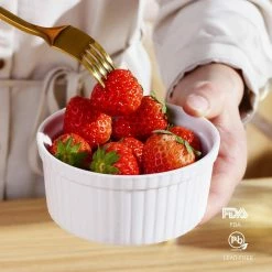 4.3 in. Ivory White Porcelain Ramekins Dishes (Set of 6 ) by MALACASA -Cheap Bakeware Store white malacasa bakeware sets ramekin dish 001 31 1000