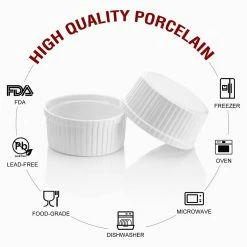 4.3 in. Ivory White Porcelain Ramekins Dishes (Set of 6 ) by MALACASA -Cheap Bakeware Store white malacasa bakeware sets ramekin dish 001 4f 1000