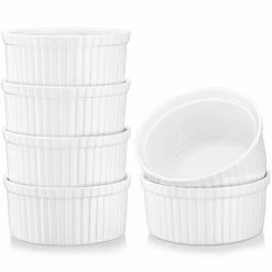 4.3 in. Ivory White Porcelain Ramekins Dishes (Set of 6 ) by MALACASA