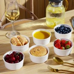 4.3 in. Ivory White Porcelain Ramekins Dishes (Set of 6 ) by MALACASA -Cheap Bakeware Store white malacasa bakeware sets ramekin dish 001 76 1000