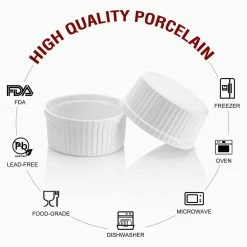 12-Piece 4.3 in. Ivory White Porcelain Ramekins Dishes by MALACASA -Cheap Bakeware Store white malacasa bakeware sets ramekin dish 002 4f 1000