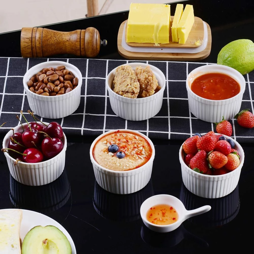 Ramekin 6-Piece 3.5 in. Ramekins Ivory White Porcelain Dishes (Set of 6) by MALACASA 2 Ramekin 6-Piece 3.5 in. Ramekins Ivory White Porcelain Dishes (Set of 6) by MALACASA - Image 2