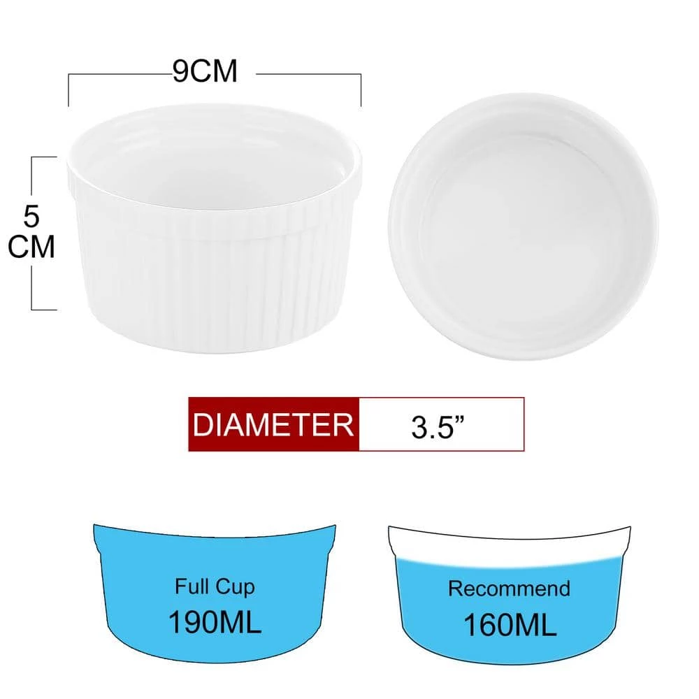 Ramekin 6-Piece 3.5 in. Ramekins Ivory White Porcelain Dishes (Set of 6) by MALACASA 3 Ramekin 6-Piece 3.5 in. Ramekins Ivory White Porcelain Dishes (Set of 6) by MALACASA - Image 3