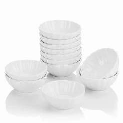 Ramekin 12-Piece 3 in. Ramekins Ivory White Porcelain (Set of 12) by MALACASA