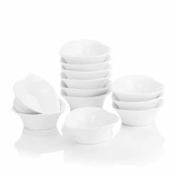 3.5 in. White Ceramic Ramekins Set Souffle Dishes (Set of 12) by MALACASA