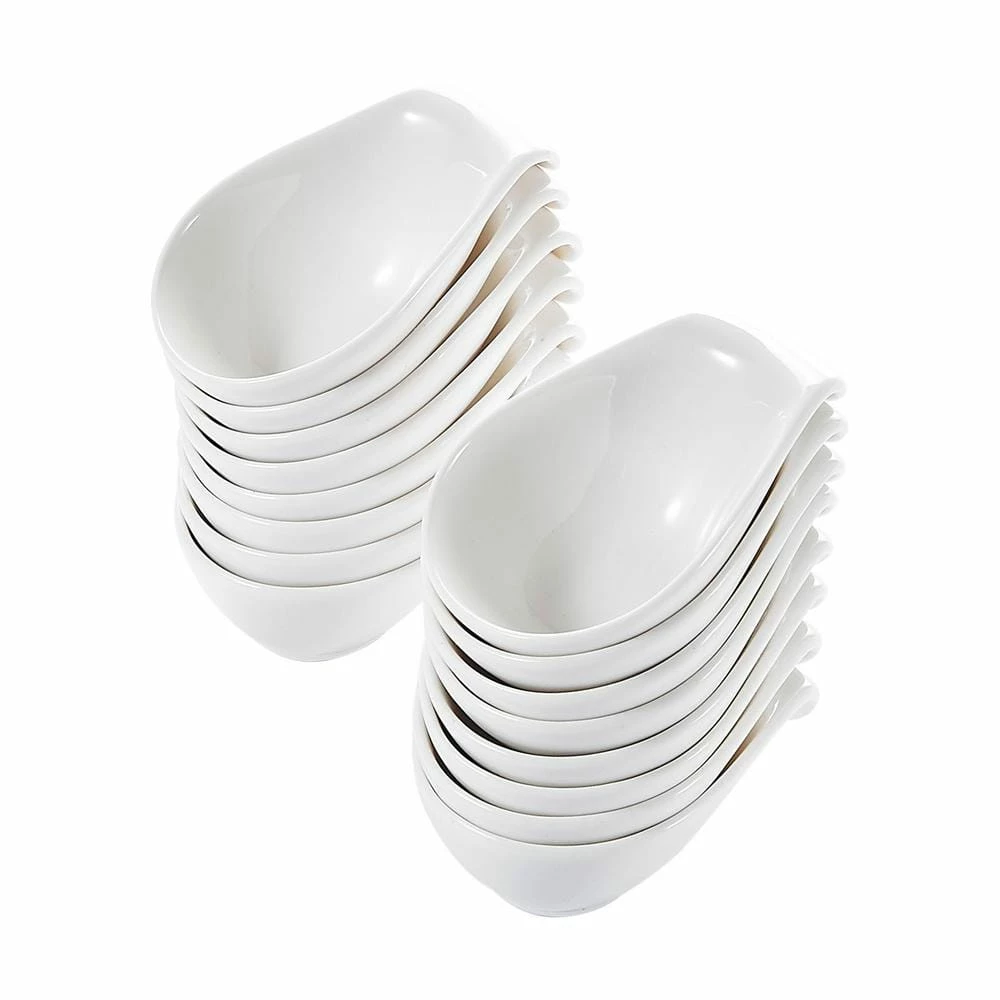 3.75 in. White Porcelain Ramekins Souffle Dishes Serving Bowls (Set of 16) by MALACASA 1 3.75 in. White Porcelain Ramekins Souffle Dishes Serving Bowls (Set of 16) by MALACASA