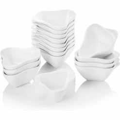 3 in. White Porcelain Ramekins Souffle Dishes Serving Bowls (Set of 16) by MALACASA