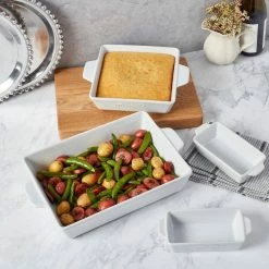 4 Piece Rectangular White Stoneware Baker Set with Handles by Mason Craft and More -Cheap Bakeware Store white mason craft and more bakeware sets ttu q7679 ec 31 1000