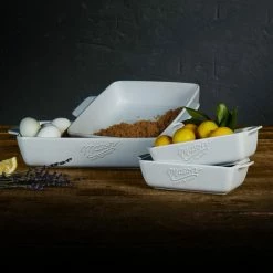 4 Piece Rectangular White Stoneware Baker Set with Handles by Mason Craft and More -Cheap Bakeware Store white mason craft and more bakeware sets ttu q7679 ec 44 1000