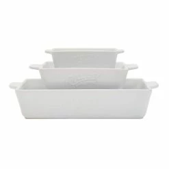 3-Piece Rectangular Ceramic Baker Set with Handles by Mason Craft and More