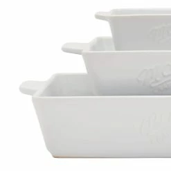 3-Piece Rectangular Ceramic Baker Set with Handles by Mason Craft and More -Cheap Bakeware Store white mason craft and more bakeware sets ttu u7999 ec 66 1000