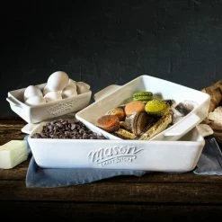 3-Piece Rectangular Ceramic Baker Set with Handles by Mason Craft and More -Cheap Bakeware Store white mason craft and more bakeware sets ttu u7999 ec 77 1000