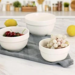 3-Piece White Everyday Small Ceramic Bowl Set by MARTHA STEWART -Cheap Bakeware Store white mixing bowls 985117302m fa 1000