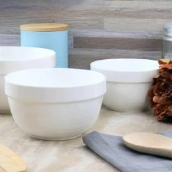 Everyday 3-Piece Ceramic Mixing Bowl Set in White by MARTHA STEWART -Cheap Bakeware Store white mixing bowls 985117303m 31 1000