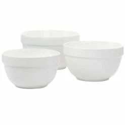 Everyday 3-Piece Ceramic Mixing Bowl Set in White by MARTHA STEWART