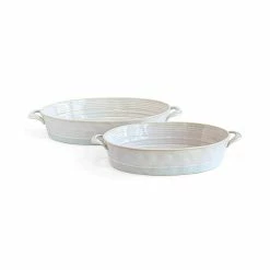 2-Piece Oval Stoneware Baker Set by Over and Back