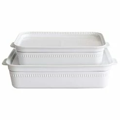 4-Piece Rectangular White Porcelain Baking Set by Over and Back