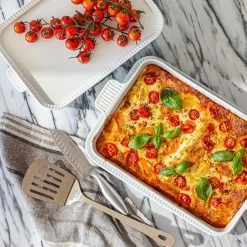 4-Piece Rectangular White Porcelain Baking Set by Over and Back -Cheap Bakeware Store white over and back bakeware sets 934430 76 1000