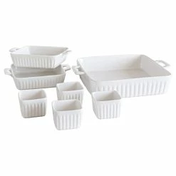 7-Piece Square White Porcelain Baking Set (Set of 7) by Over and Back