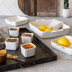 7-Piece Square White Porcelain Baking Set (Set of 7) by Over and Back -Cheap Bakeware Store white over and back bakeware sets 934690 fa 1000