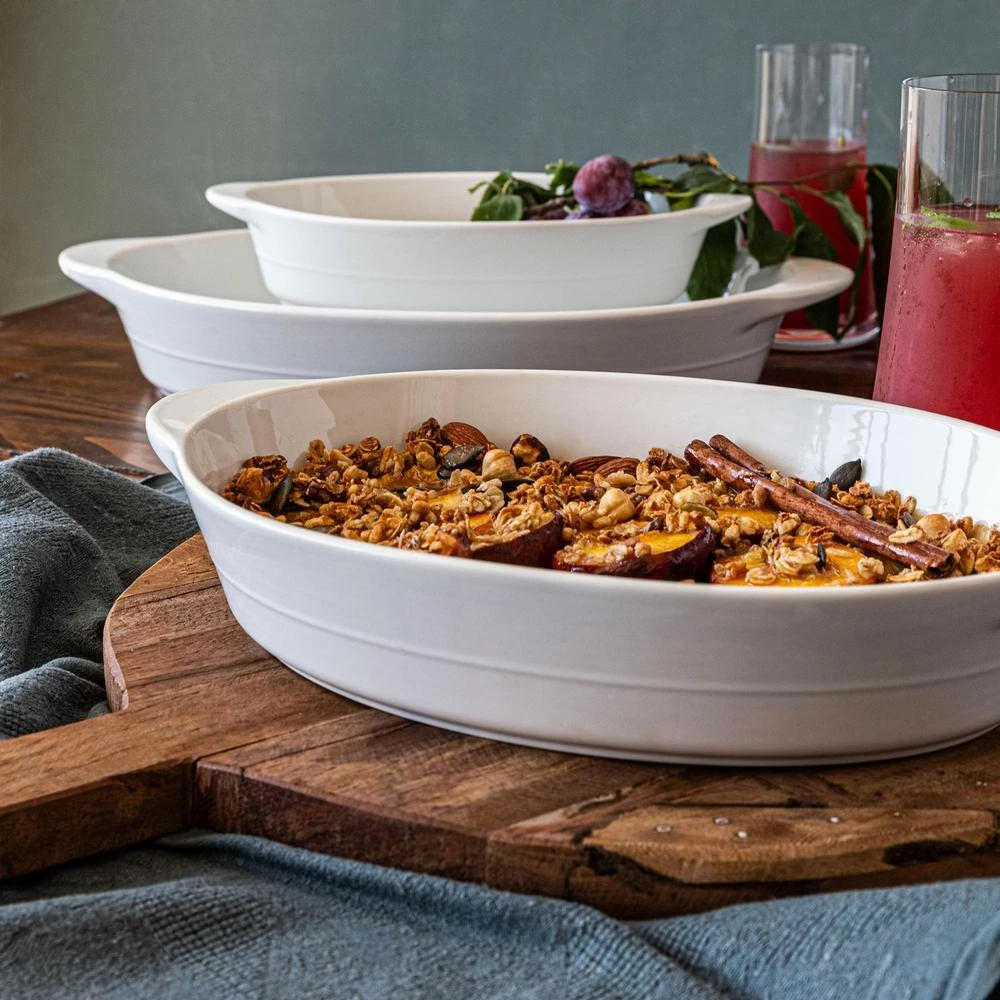 3-Piece Oval White Porcelain Bakeware (Set of 3) by Over and Back 4 3-Piece Oval White Porcelain Bakeware (Set of 3) by Over and Back - Image 4