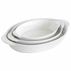3-Piece Oval White Porcelain Bakeware (Set of 3) by Over and Back