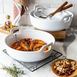 3-Piece Round Porcelain Bakeware Set by Over and Back -Cheap Bakeware Store white over and back bakeware sets 937325 44 1000