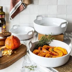 3-Piece Round Porcelain Bakeware Set by Over and Back -Cheap Bakeware Store white over and back bakeware sets 937325 4f 1000